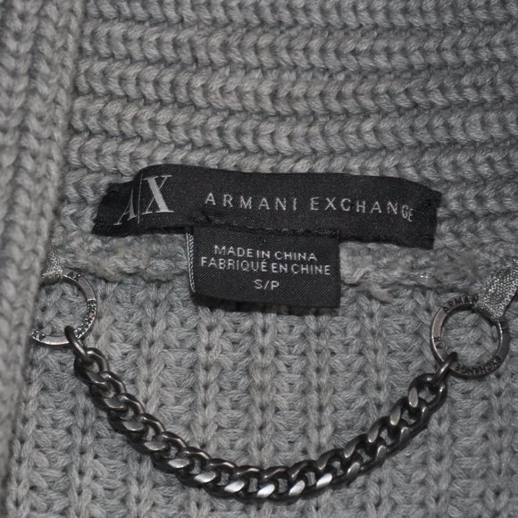A/X Armani Exchange Sleeveless Gray Metallic Silver Knit Zip-up Sweater Vest S - Picture 13 of 13